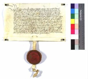 Lehenbrief des Pfalzgrafen Heinrich, Propst von Ellwangen, für Wolf von Rechberg zu Hohenrechberg über Kirchensatz und Widem zu Heuchlingen und alle rechbergischen Güter im Dorfe Heuchlingen und ein Gut zu Straßdorf