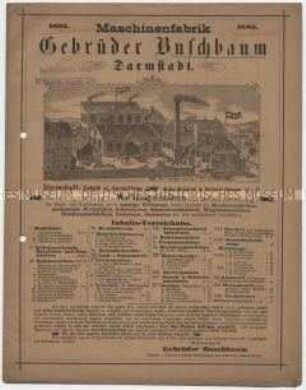 Preisliste über Werkzeugmaschinen