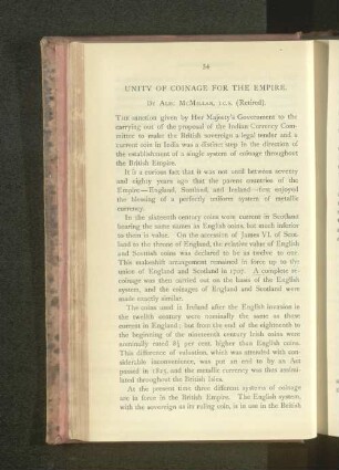 Unity of Coinage for the Empire.