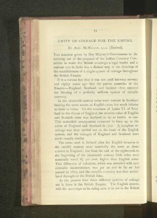 Unity of Coinage for the Empire.
