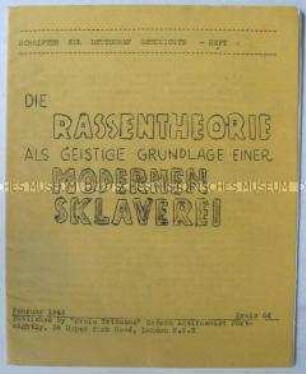 Historische Abhandlung deutscher Emigranten in Großbritannien über die nationalsozialistische Rassentheorie aus der Reihe "Schriften zur deutschen Geschichte" (Heft 4)