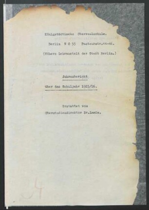 1925/26: Jahresbericht ... - 1925/26