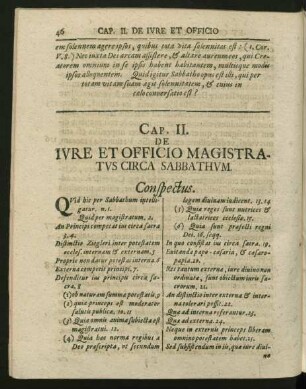 Cap. II. De Iure Et Officio Magistratus Circa Sabbathum.