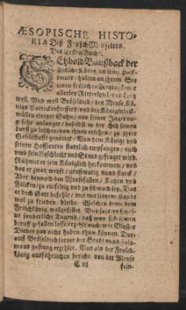 Aesopische Historia Deß Frosch Meuselers. Des Ersten Buchs.