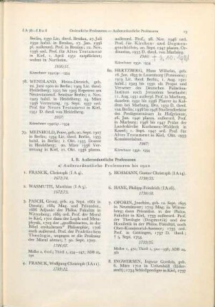 I. B. Außerordentliche Professoren