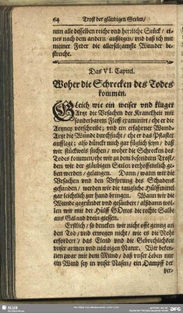 Das VI. Capitel. Woher die Schrecken des Todes kommen