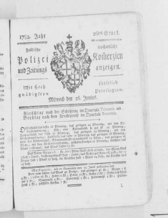 26tes Stück., Ausgabe vom 26. Juni 1782