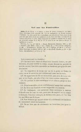 II. Loi sur les Funérailles