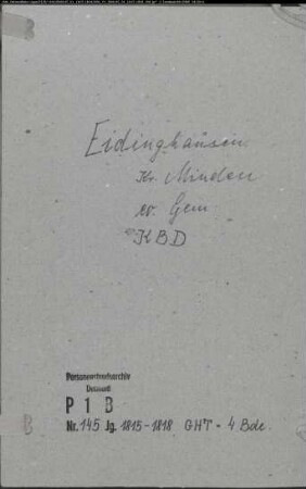 Kirchenbuchduplikat der evangelischen Gemeinde Eidinghausen, Kreis Minden (GHT 1815-1818) (Gemeinde: Evangelische Gemeinde Eidinghausen)