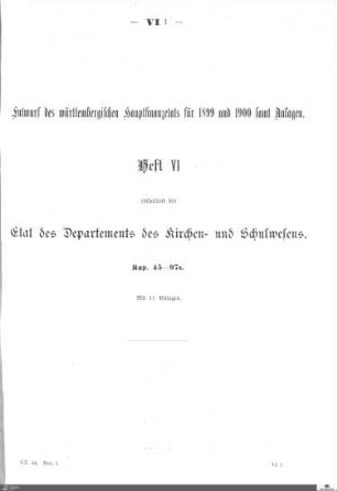 Hauptfinanzetat 1899-1900, Heft 6