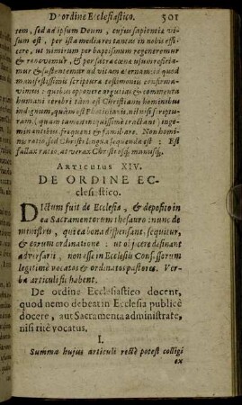 Articulus XIV. De Ordine Ecclesiastico.