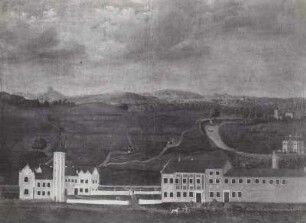 Ansicht des Schlosses in Riesa um 1730 : Unbekannter Künstler. Ansicht des Schlosses in Riesa um 1730. Öl, Leinwand, 125 x 168 cm. Verwalter, Stadtmuseum Riesa