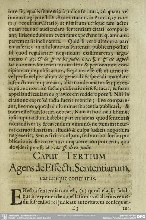 Caput Tertium Agens de Effectu Sententiarum, earumque contrariis