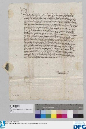 Bürgermeister und Rat zu Überlingen übermitteln in der Raubsache des Hannsen Giger und seiner Helfer der Stadt Nürnberg die kaiserliche Vorladung vom 2. März 1457 in Abschrift.