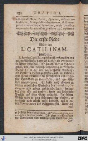 Die erste Rede wider dem L. Catilinam.