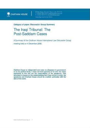 The Iraqi tribunal: the post-Saddam cases