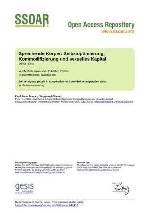 Sprechende Körper: Selbstoptimierung, Kommodifizierung und sexuelles Kapital