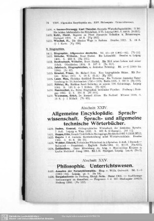 XXIV. Allgemeine Encyklopädie. Sprachwissenschaft. Sprach- und allgemeine technische Wörterbücher