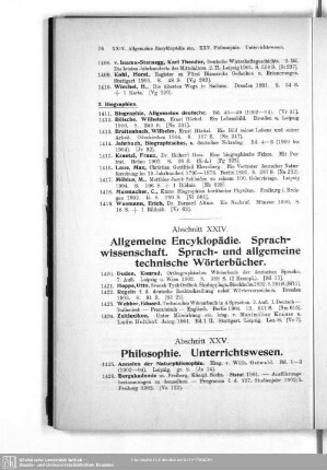 XXIV. Allgemeine Encyklopädie. Sprachwissenschaft. Sprach- und allgemeine technische Wörterbücher
