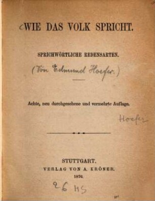 Wie das Volk spricht