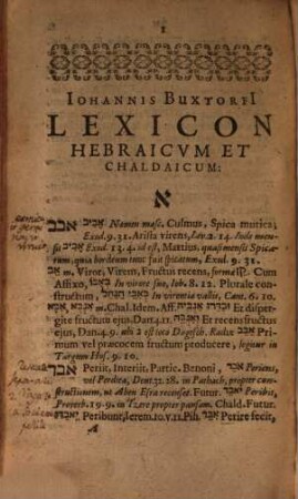 Lexicon hebraicum et chaldaicum : Accessere huic editioni radices ebraicae cum versione belgica