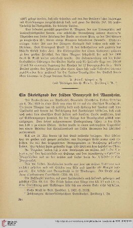 2: Ein Skelettgrab der frühen Bronzezeit bei Mannheim