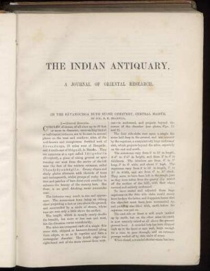 THE INDIAN ANTIQUARY, A JOURNAL OF ORIENTAL RESARCH.