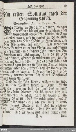 Am ersten Sonntag nach der Erscheinung Christi