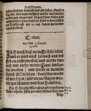 Textus. aus dem 19. Capitel Hiobs