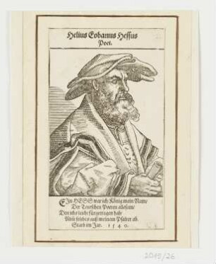 Bildnis Helius Eobanus Hessus, aus: Nicolas Reusner, "Kontrafakturbuch", Straßburg 1587
