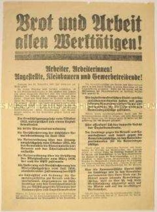 Programmatischer Wahlaufruf der Kommunistischen Partei Deutschlands anlässlich der Reichstagswahl