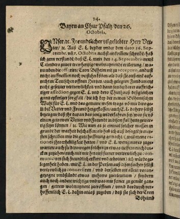 34-39, Bayrn an Chur Pfaltz den 26. Octobris 1619