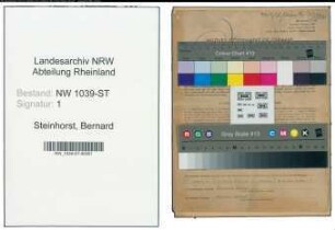 Entnazifizierung Bernard Steinhorst , geb. 01.10.1891 (Bahnsekretaer)