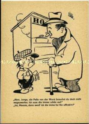 Postkarte mit Karikatur aus der Berliner Zeitung