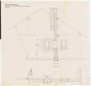 Haus Haag, Stuttgart: Bürogebäude, Schuppen mit Garage: Schnitte 1:20