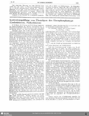 Korrosionsprüfung von Überzügen des Eisenphosphattyps (Coslettisieren, Parkerisieren)