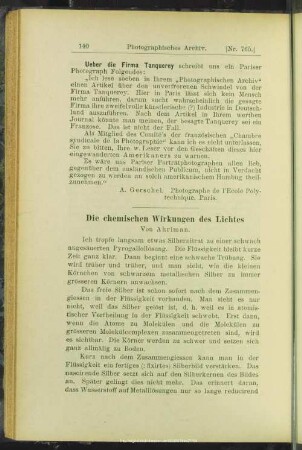 Die chemischen Wirkungen des Lichtes