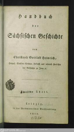 2: Handbuch der sächsischen Geschichte