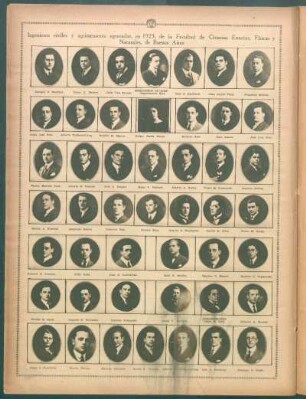 Ingenieros civiles y agrimensores egresados, en 1923, de la Facultad de Ciencias Exactas, Físicas y Naturales, de Buenos Aires