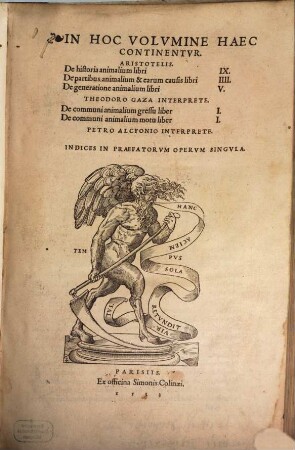 De animalium libri IX. De partibus animalium libri IV. De generatione animalium libri V