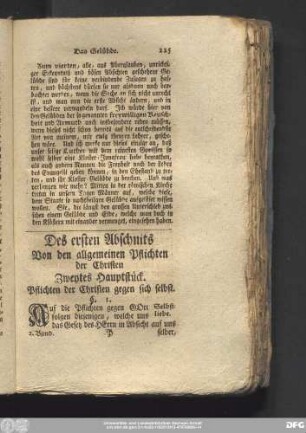 Zweytes Hauptstück. Pflichten der Christen gegen sich selbst.