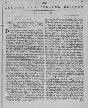 Wette, W. M. L. de: Über Religion und Theologie. Erläuterungen zu seinem Lehrbuche der Dogmatik. Berlin: Realschulbuchhandlung 1815