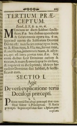 Sectio I. Agit De verâ explicatione tertii Decalogi præcepti.