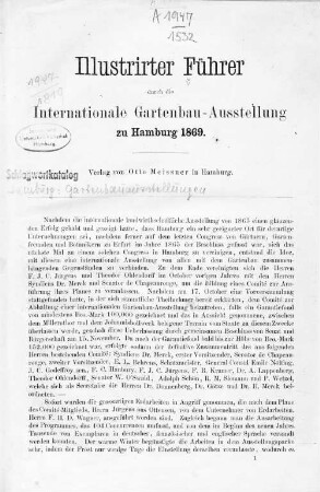 Illustrirter Führer durch die Internationale Gartenbau-Ausstellung zu Hamburg 1869.