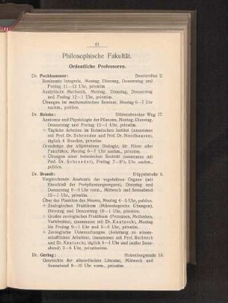 Philosophische Fakultät.