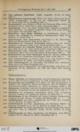 Holzarbeiten (Nr. 1191-1214)