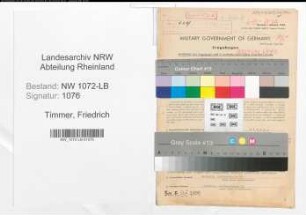 Entnazifizierung Friedrich Timmer , geb. 31.07.1893 (Beamter)