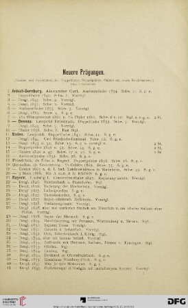 Neuere Prägungen (Nr. 1-254)