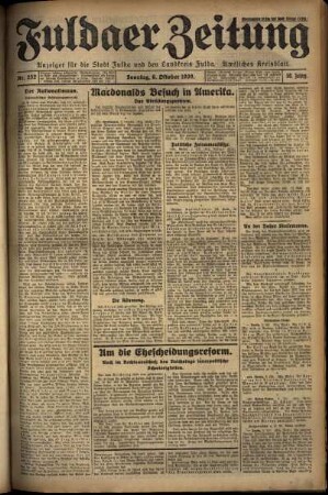 Erste Ausgabe vom Sonntag, den 06. Oktober 1929.
