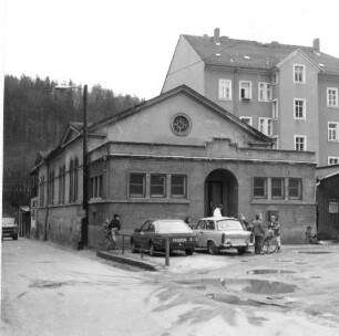 Bad Schandau, Rosengasse. Turnhalle (1890/1899). Straßenansicht von Nordosten